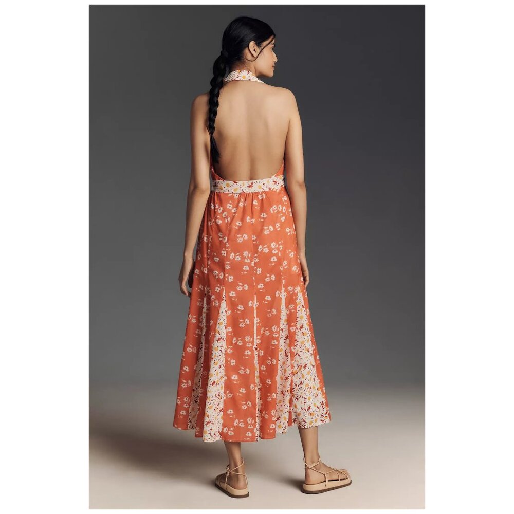 ANTHROPOLOGIE | Maeve Halter Open-Back Godet Midi Shirt Dress | NWT - Picture 2 of 9
